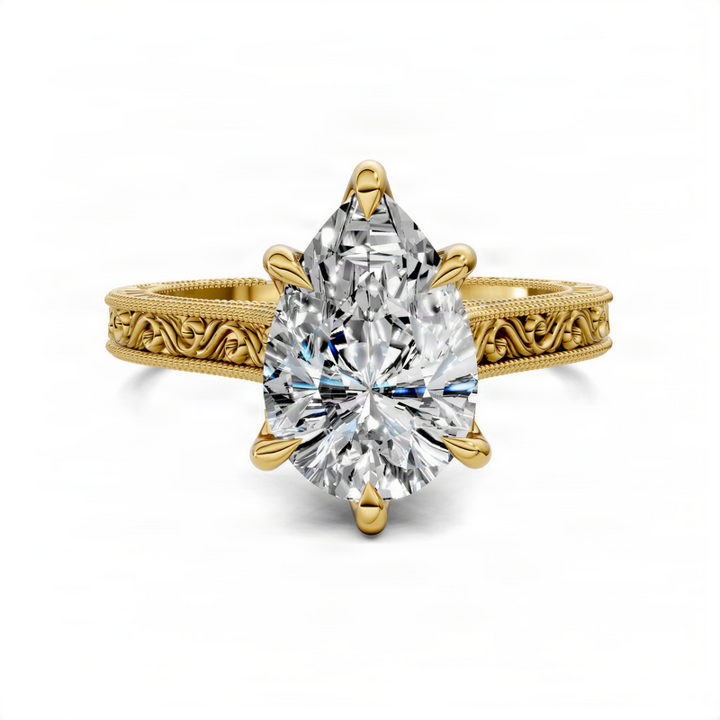 Opes Pear Vintage Vine Ring