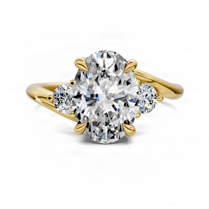 Opes Oval Bypass Three Stone Ring