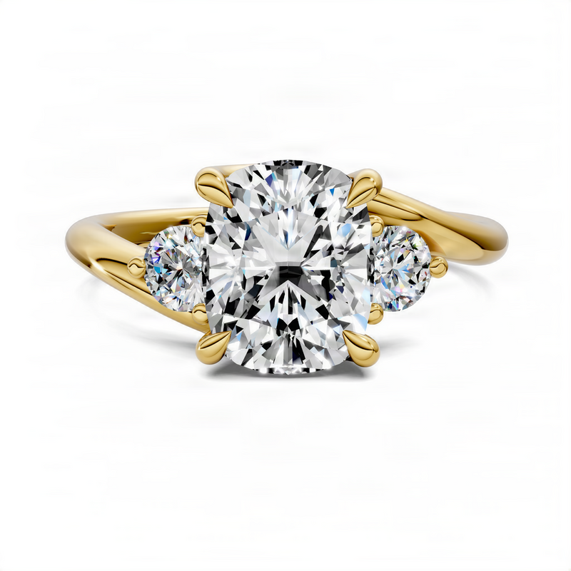Opes Cushion Bypass Three Stone Ring
