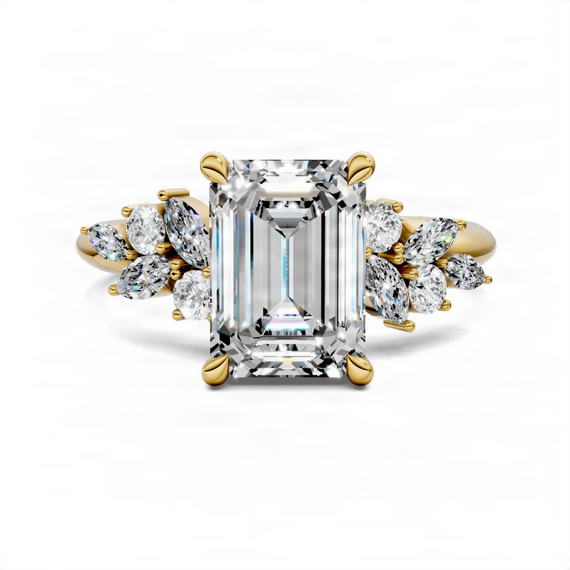 Opes Emerald Floral Cluster Ring