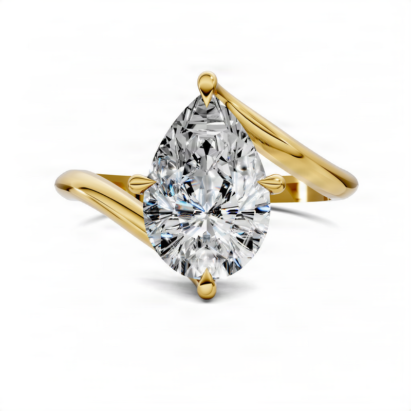 Opes Pear Bypass Solitaire Ring