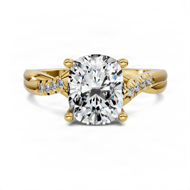 Opes Cushion Twisted Pavé Ring