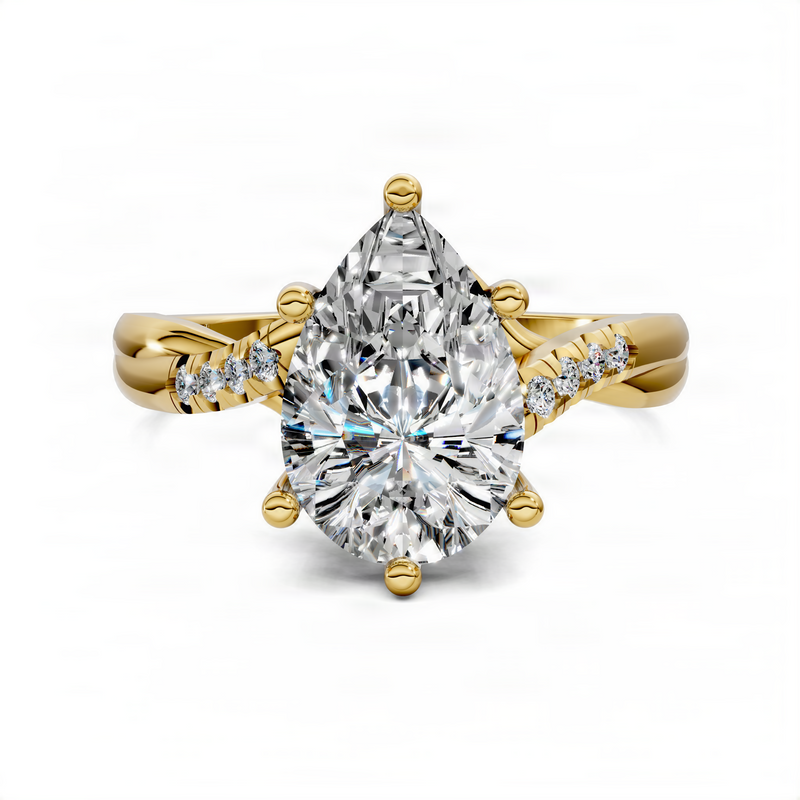 Opes Pear Twisted Pavé Ring