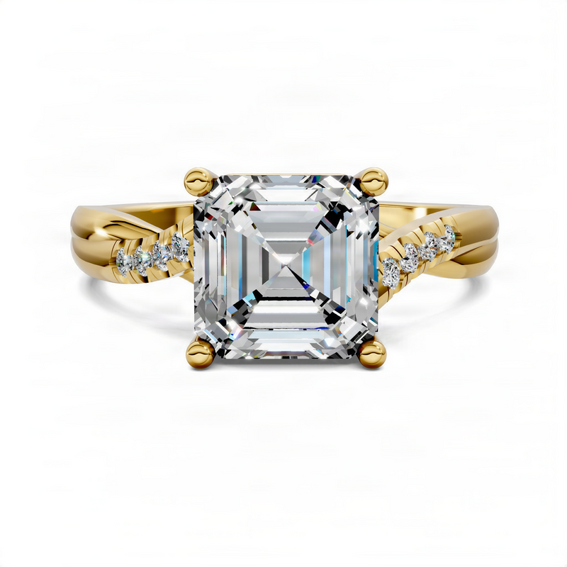 Opes Asscher Twisted Pavé Ring