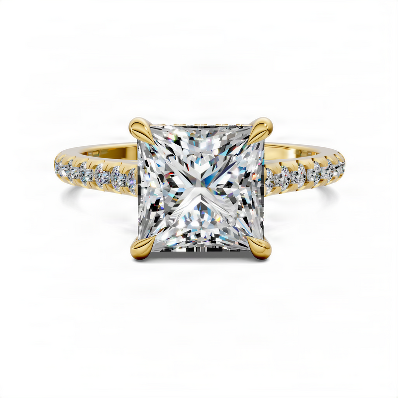 Opes Princess Hidden Halo Cathedral Pavé Ring