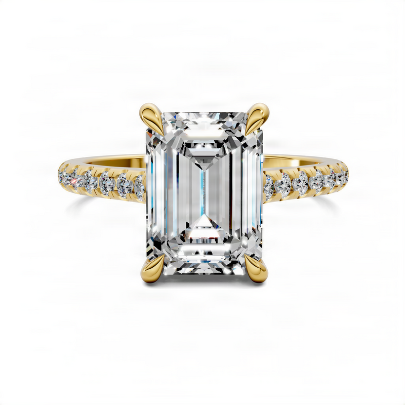 Opes Emerald Hidden Halo Cathedral Pavé Ring