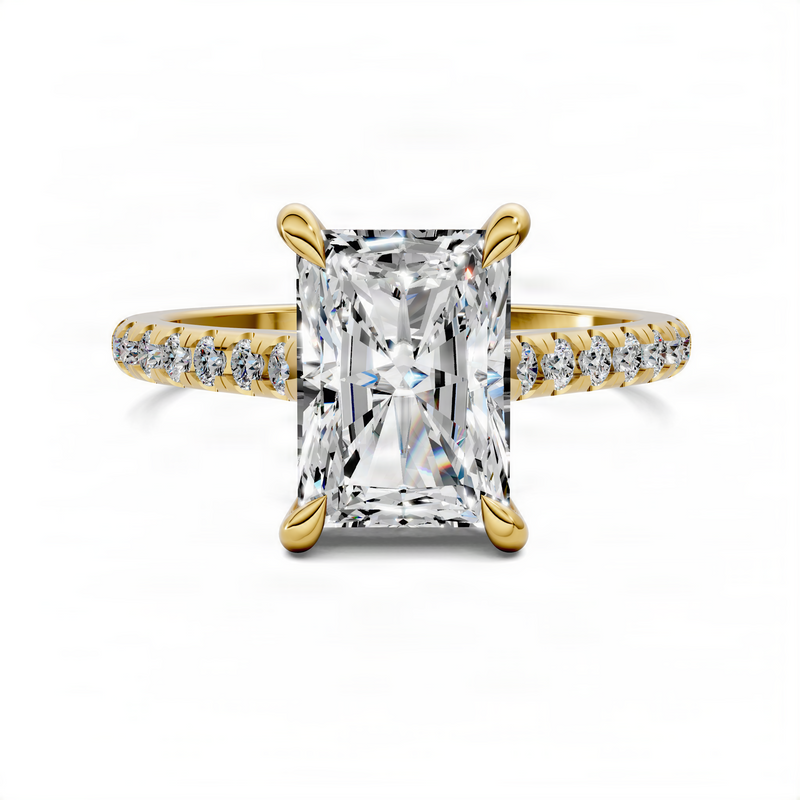 Opes Radiant Hidden Halo Cathedral Pavé Ring