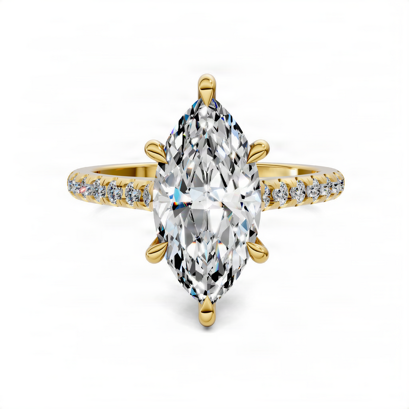 Opes Marquise Hidden Halo Cathedral Pavé Ring