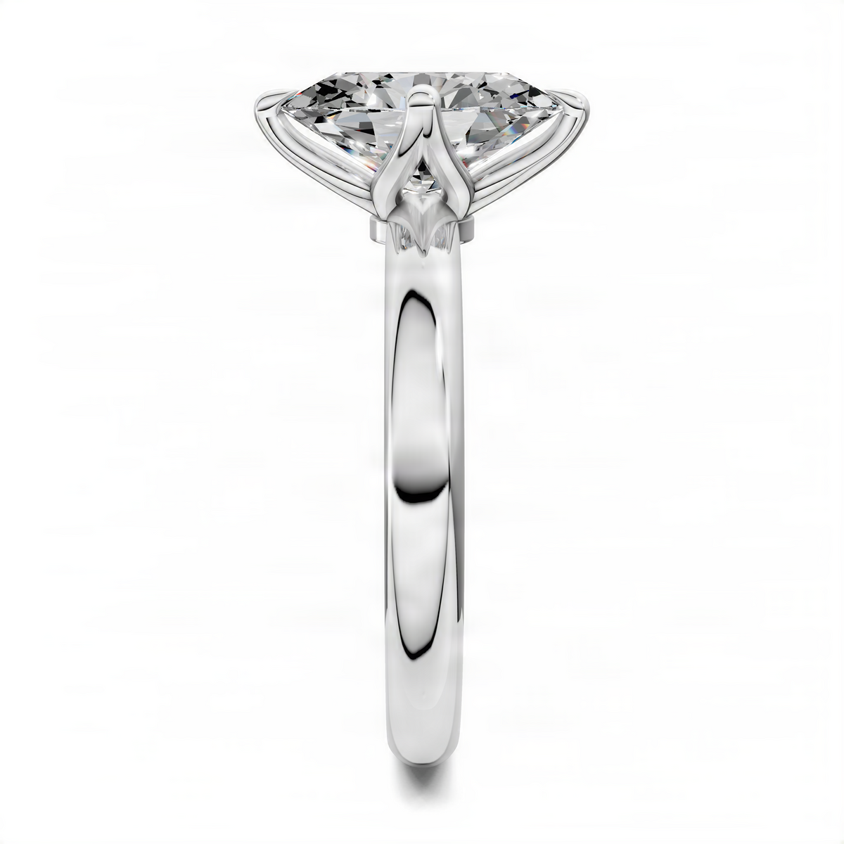 Silver-tone oval floral basket ring with oval center stone and prong setting