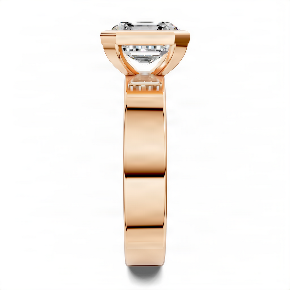 Opes Asscher bezel solitaire ring, rose gold tone, square bezel-set center stone