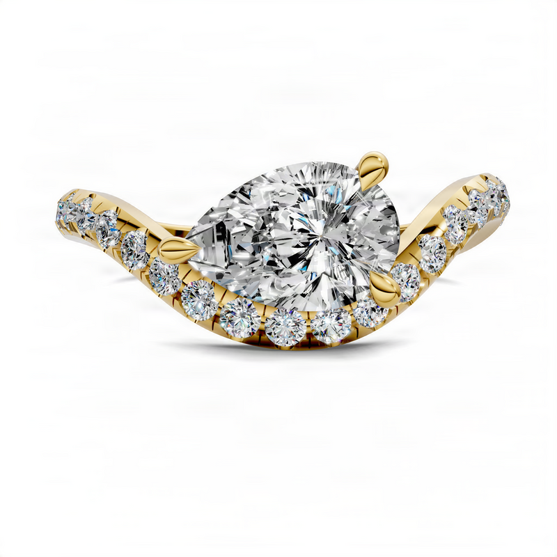 Opes Pear East-West Pavé Ring