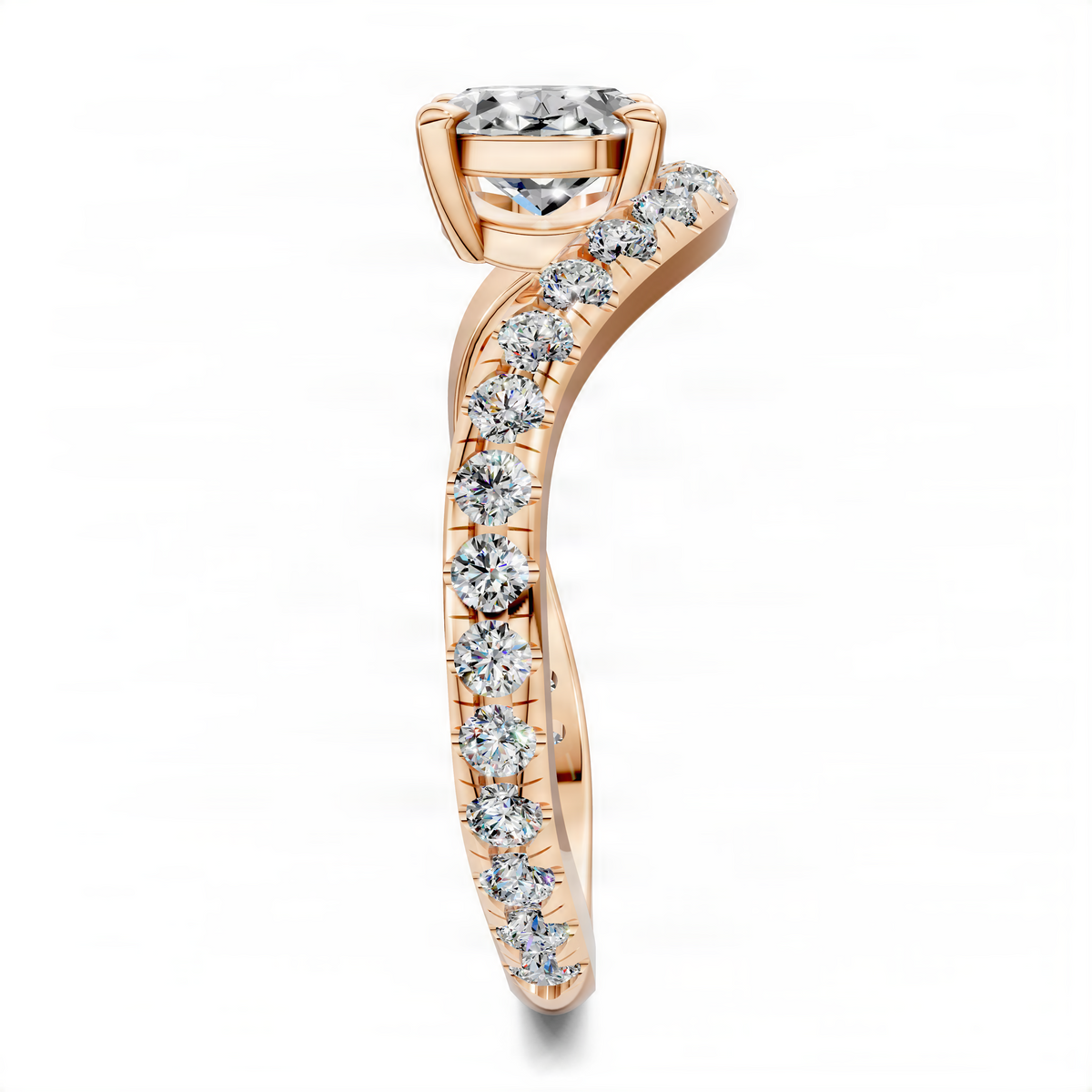Opes oval east-west pavé ring in yellow gold with oval center stone
