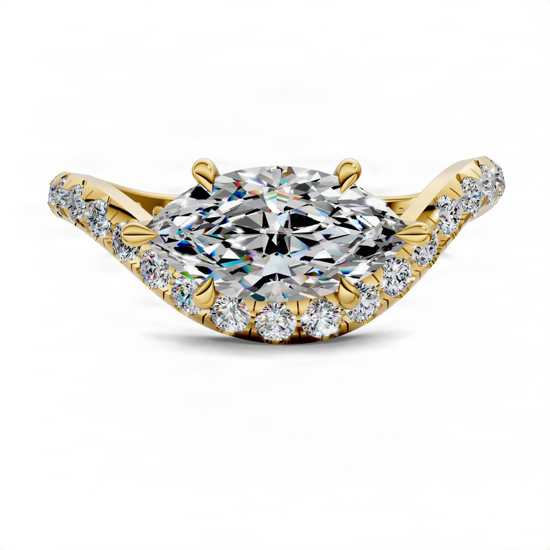 Opes Marquise East-West Pavé Ring