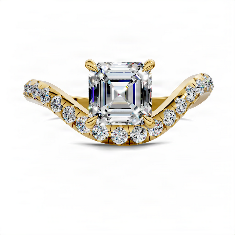 Opes Asscher East-West Pavé Ring