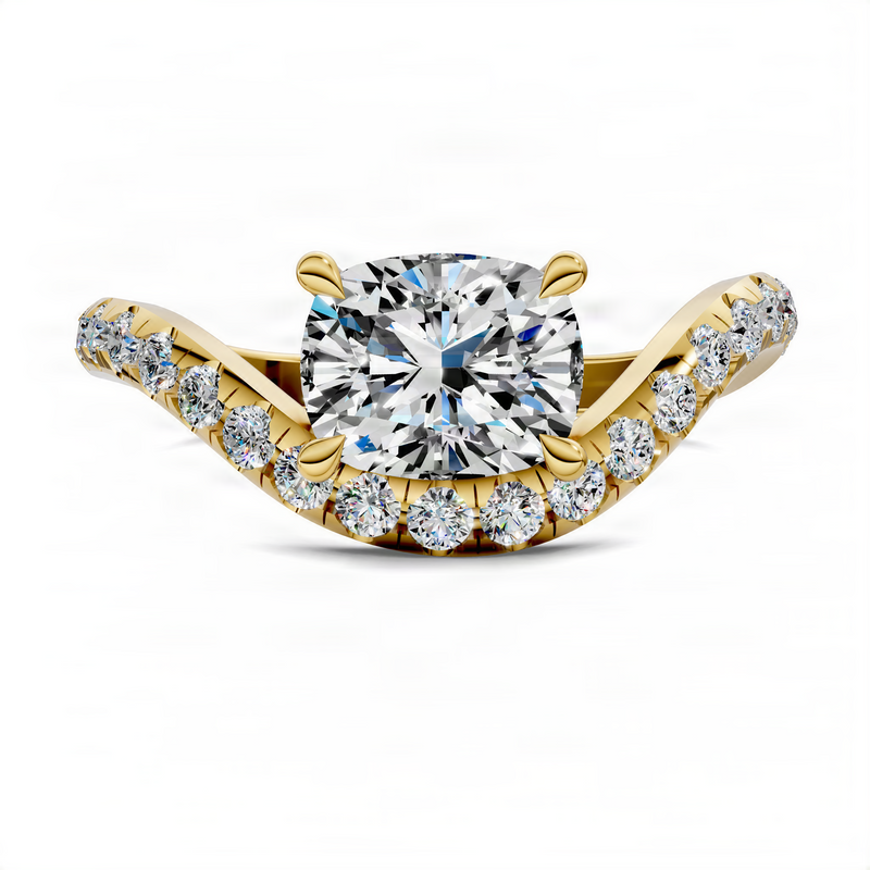 Opes Cushion East-West Pavé Ring