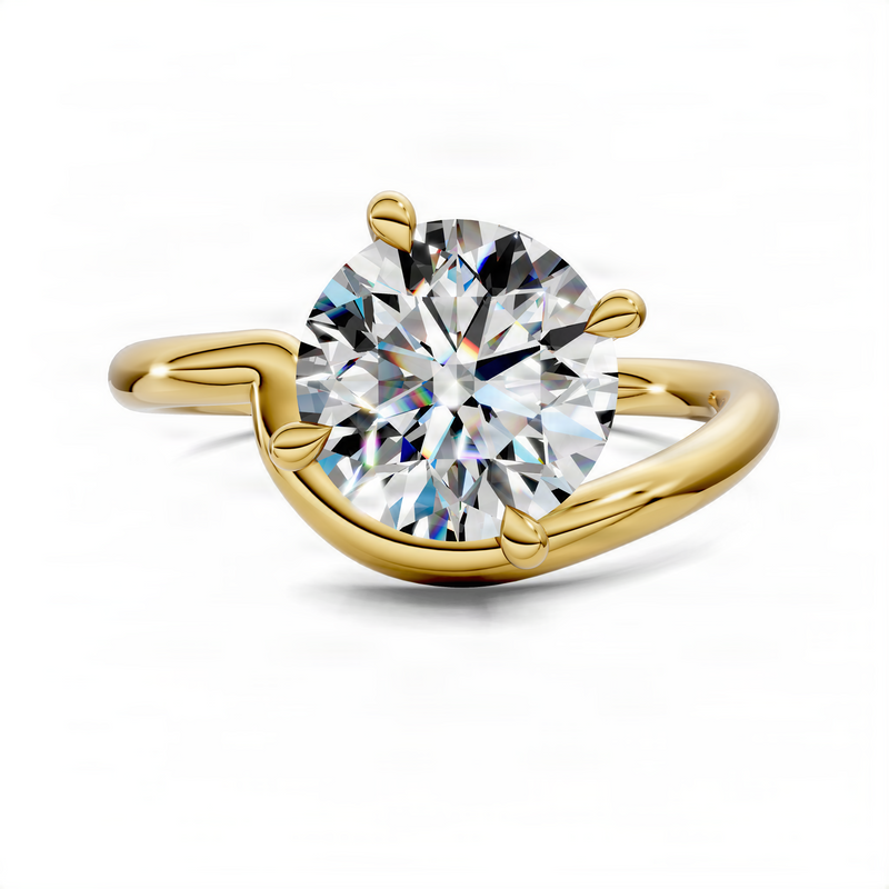 Opes Round Sculptural Solitaire Ring