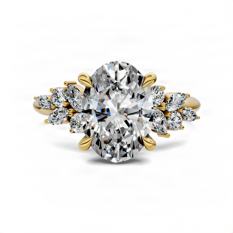 Opes Oval Floral Cluster Ring
