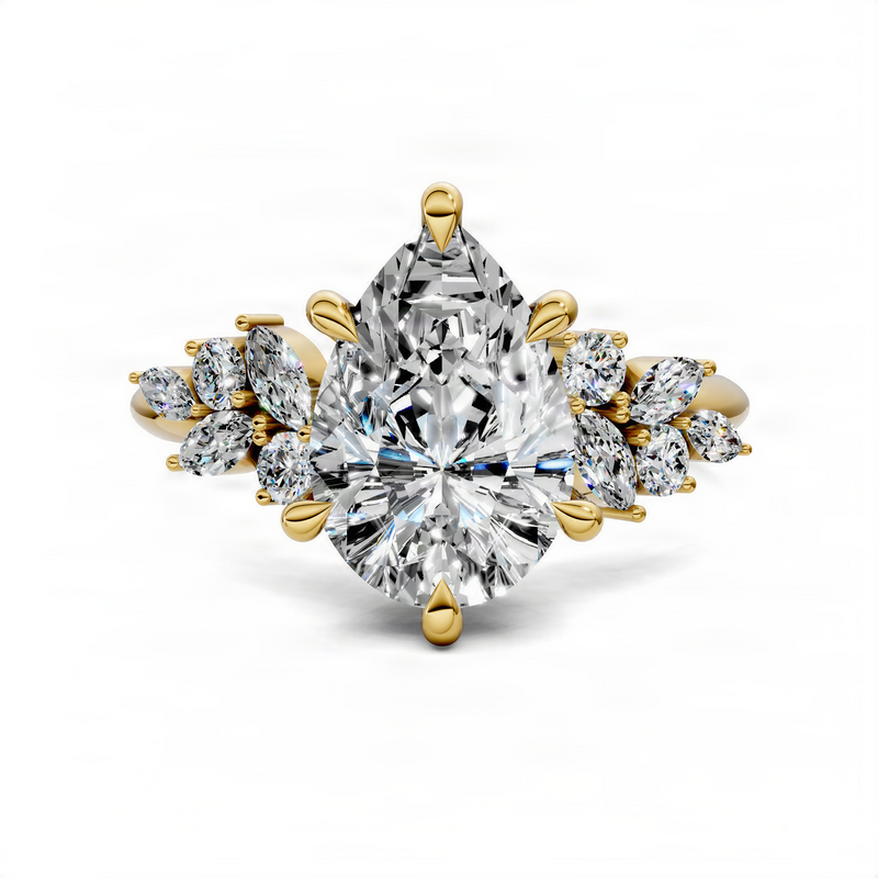 Opes Pear Floral Cluster Ring