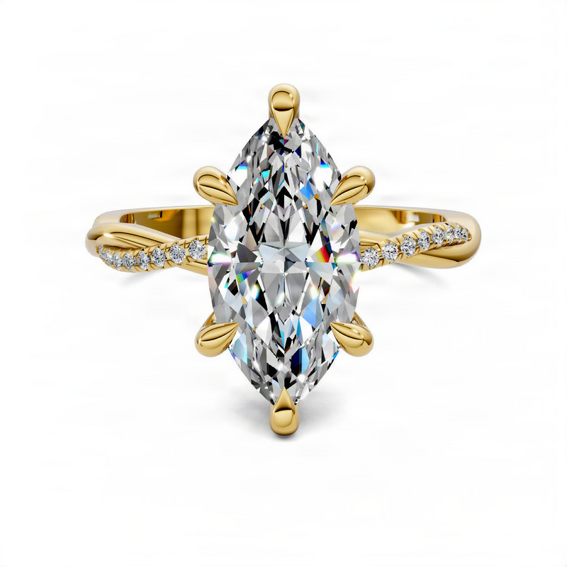 Opes Marquise Scalloped twisted Pavé Ring