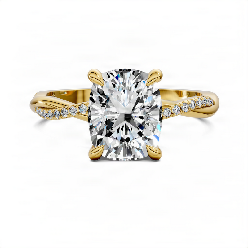 Opes Cushion Scalloped Twisted Pavé Ring