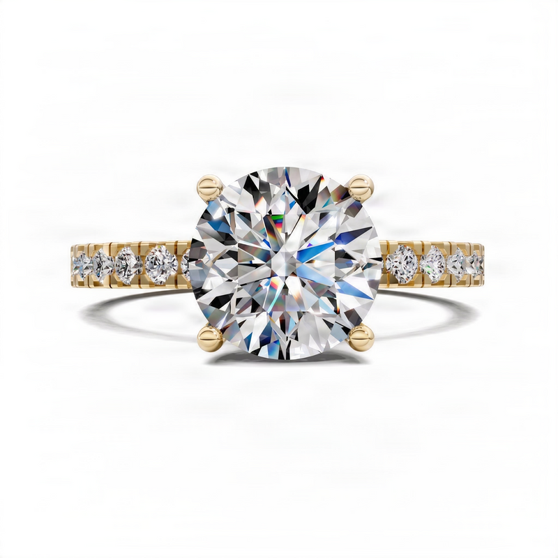 Opes Round Petite Pave and Hidden Halo Engagement Ring