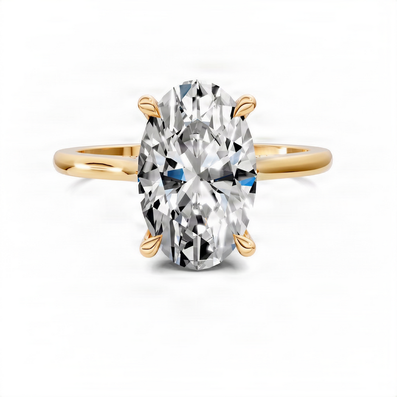 Opes Oval Petite Bridge Pave And Hidden Halo Ring