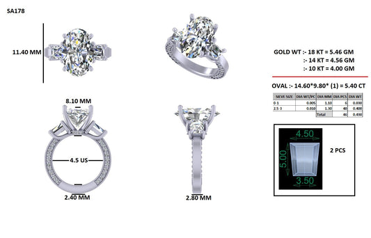 CUSTOM Oval 5CT E VVS2 ring
