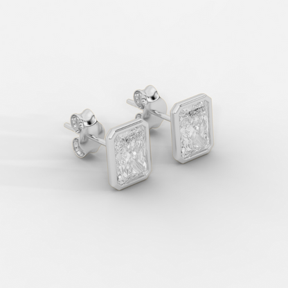 Radiant Cut Bezel Studs