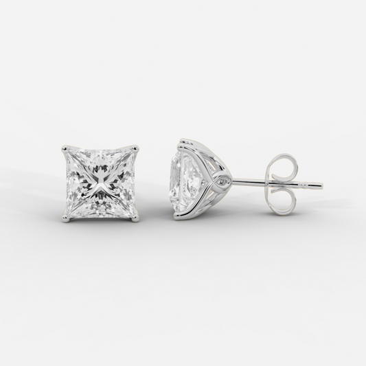 Princess Cut Tulip Basket Studs