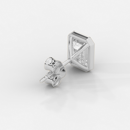 Emerald Cut Bezel Studs