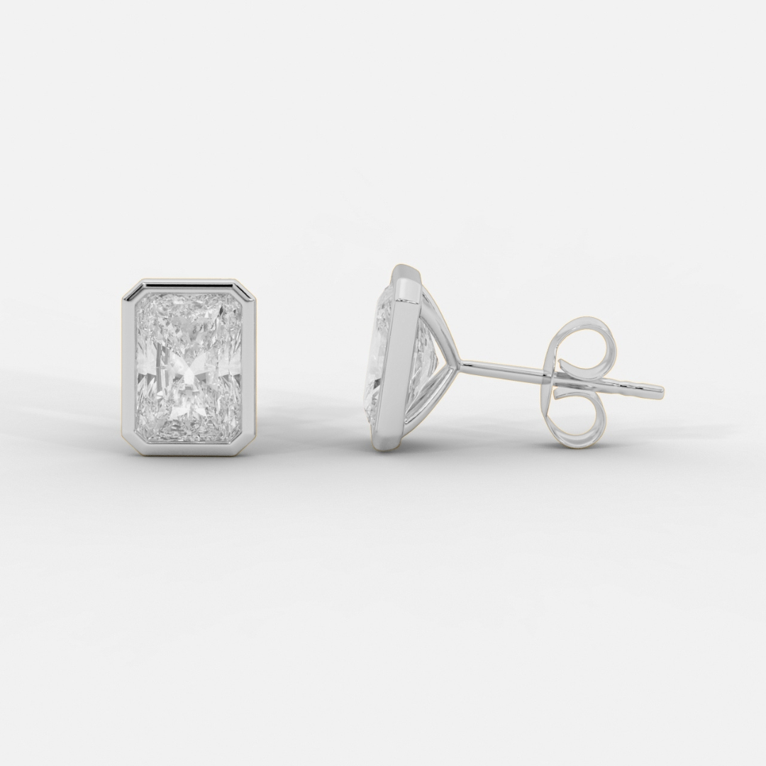 Radiant Cut Bezel Studs