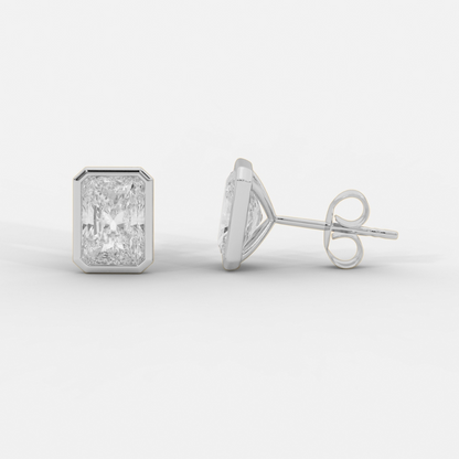 Radiant Cut Bezel Studs