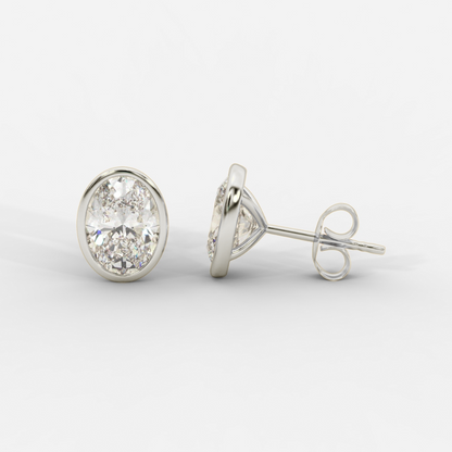 Oval Cut Bezel Studs
