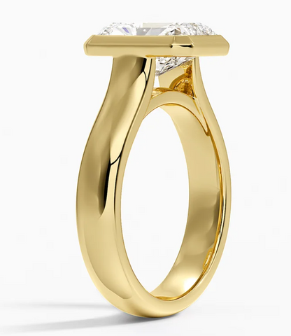 CUSTOM Radiant 3.2CT E VVS2 Bezel set ring.