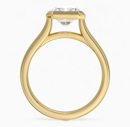 CUSTOM Radiant 3.2CT E VVS2 Bezel set ring.