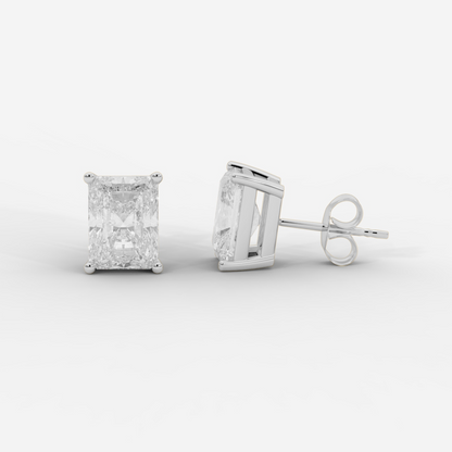 Radiant cut lab grown diamond basket stud earrings in gold by Opes & Co