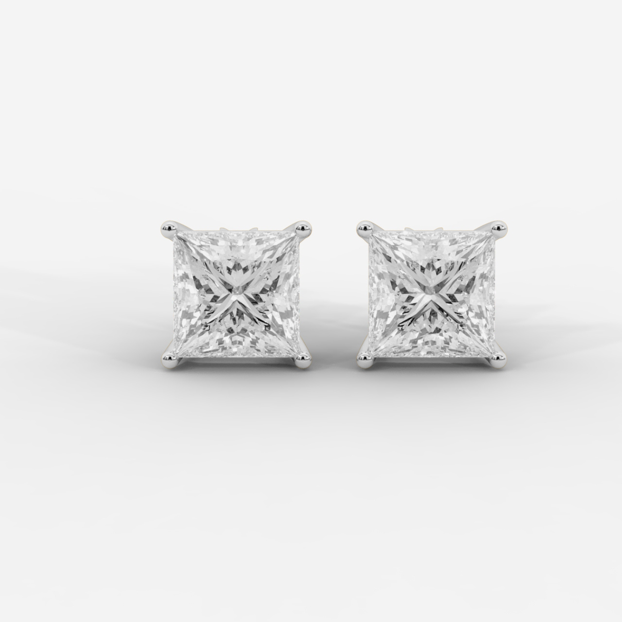 Princess Cut Basket Studs