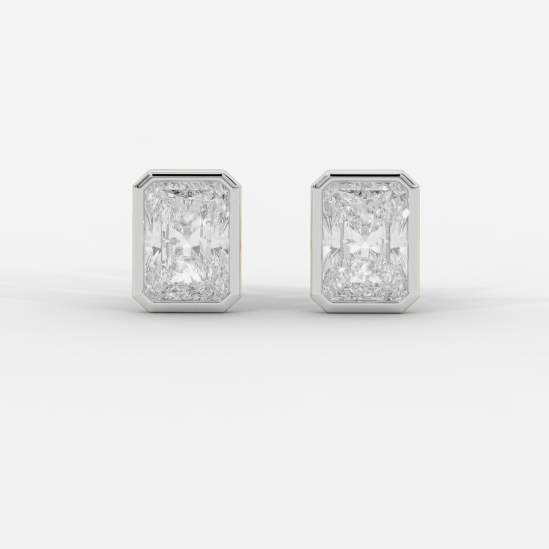 Radiant Cut Bezel Studs