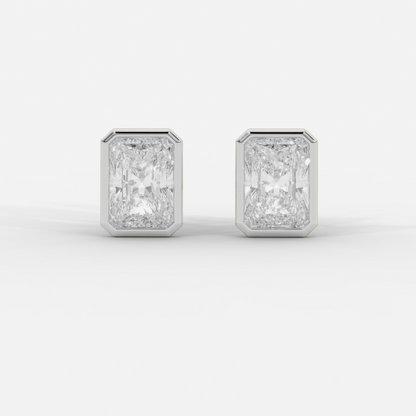Radiant Cut Bezel Studs