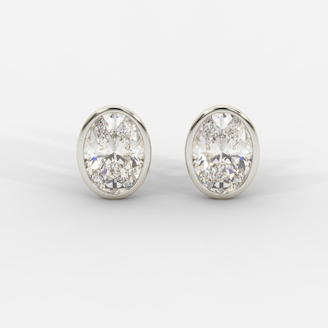 Oval Cut Bezel Studs