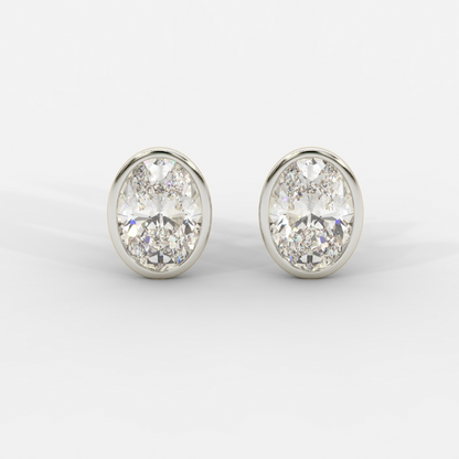 Oval Cut Bezel Studs