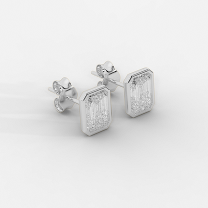 Emerald Cut Bezel Studs