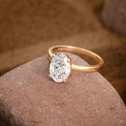 Nicole Classic Solitaire Engagement Ring – 2.5ct Oval Lab Grown Diamond