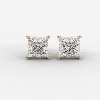 Princess Cut Basket Studs