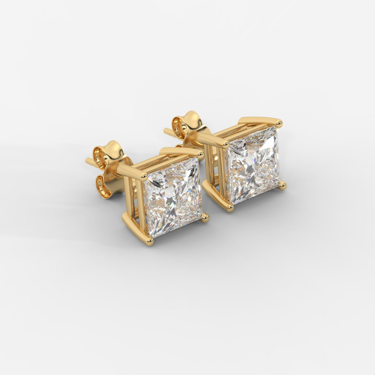 Princess Cut Basket Studs