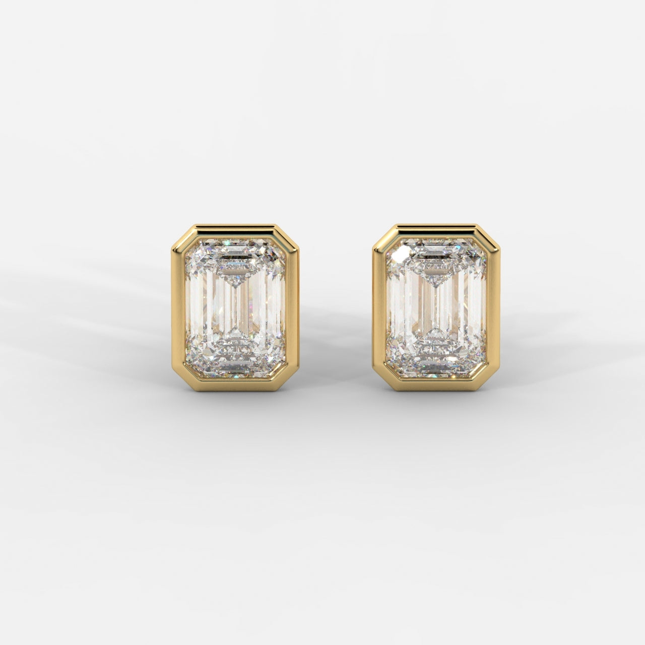 Emerald Cut Bezel Studs