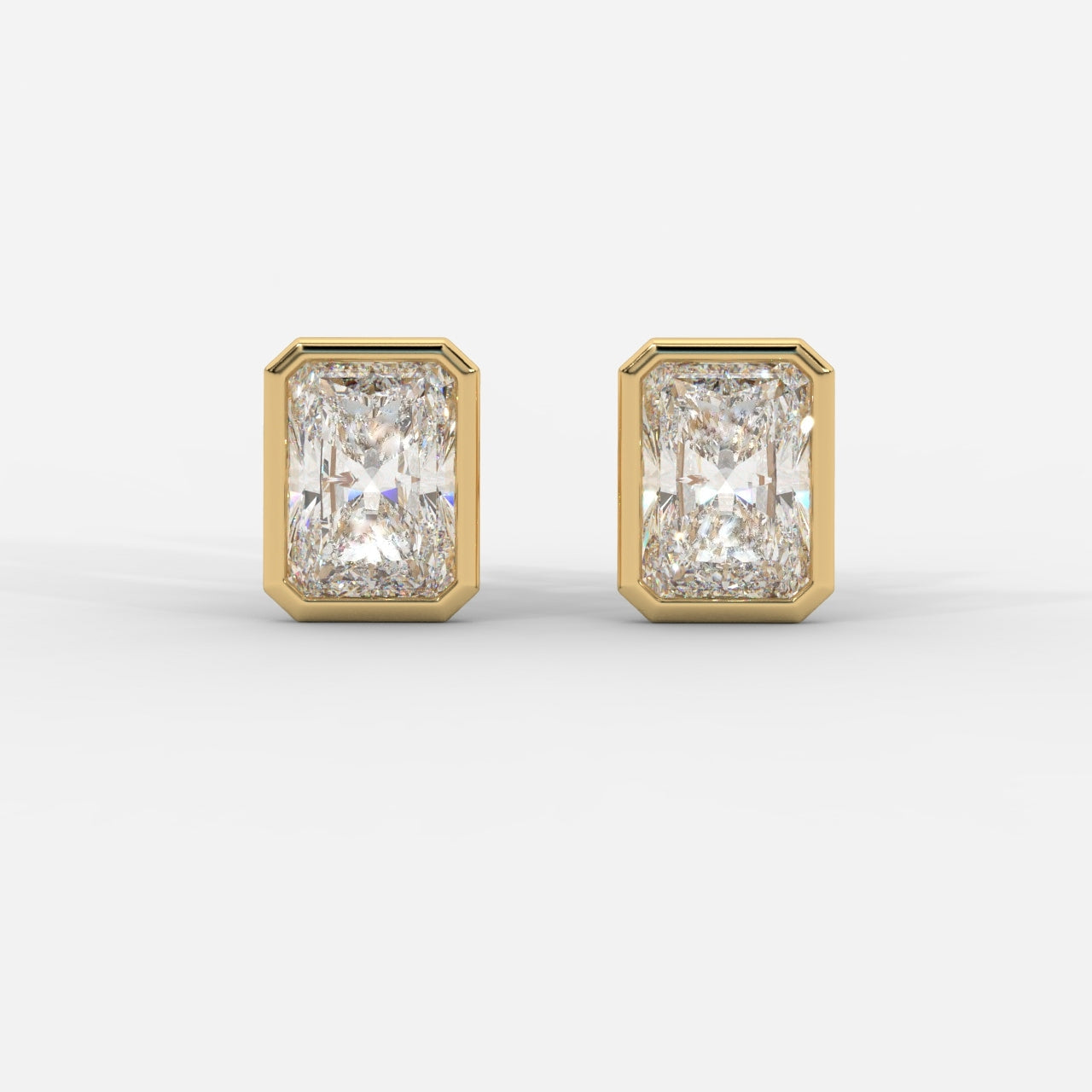 Radiant Cut Bezel Studs