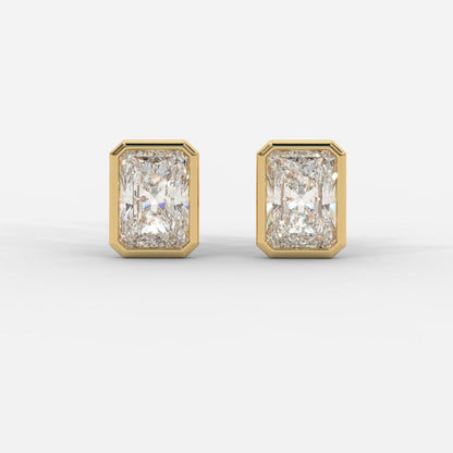 Radiant Cut Bezel Studs