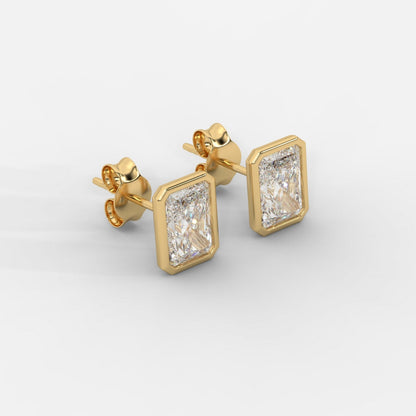 Radiant Cut Bezel Studs