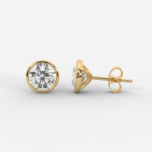 Round Cut Bezel Studs